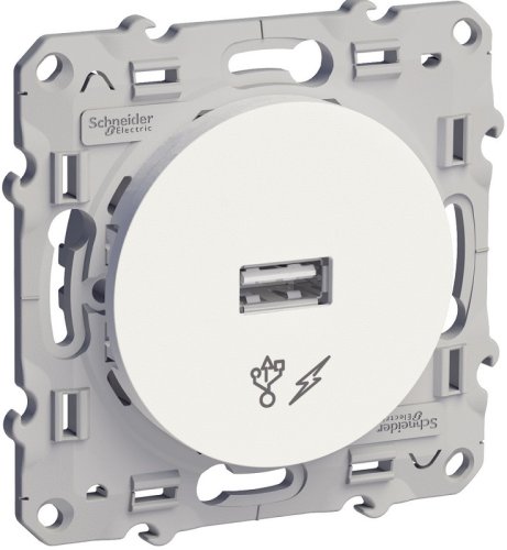 Розетка USB тип A без рамки Schneider Electric Odace 1-м. 1000мА белый  картинка